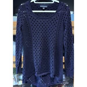 Rock & Republic Hollow Out Western Long Sleeve Sweater Purple Women’s Large